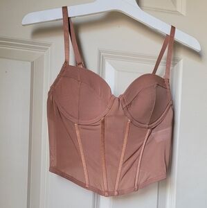 New Knit Cami Sheer Mesh Crop Corset